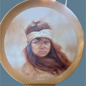 GREGORY PERILLO APACHE GIRL PORCELAIN PLATE AUTHOR SIGNED
